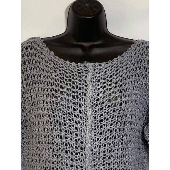 Decree Womens Sweater Scoop Neck Quarter Sleeve Open Knit Gray Small - Picture 5 of 8